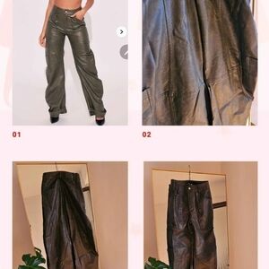 Women's Olive Green Leather Pants